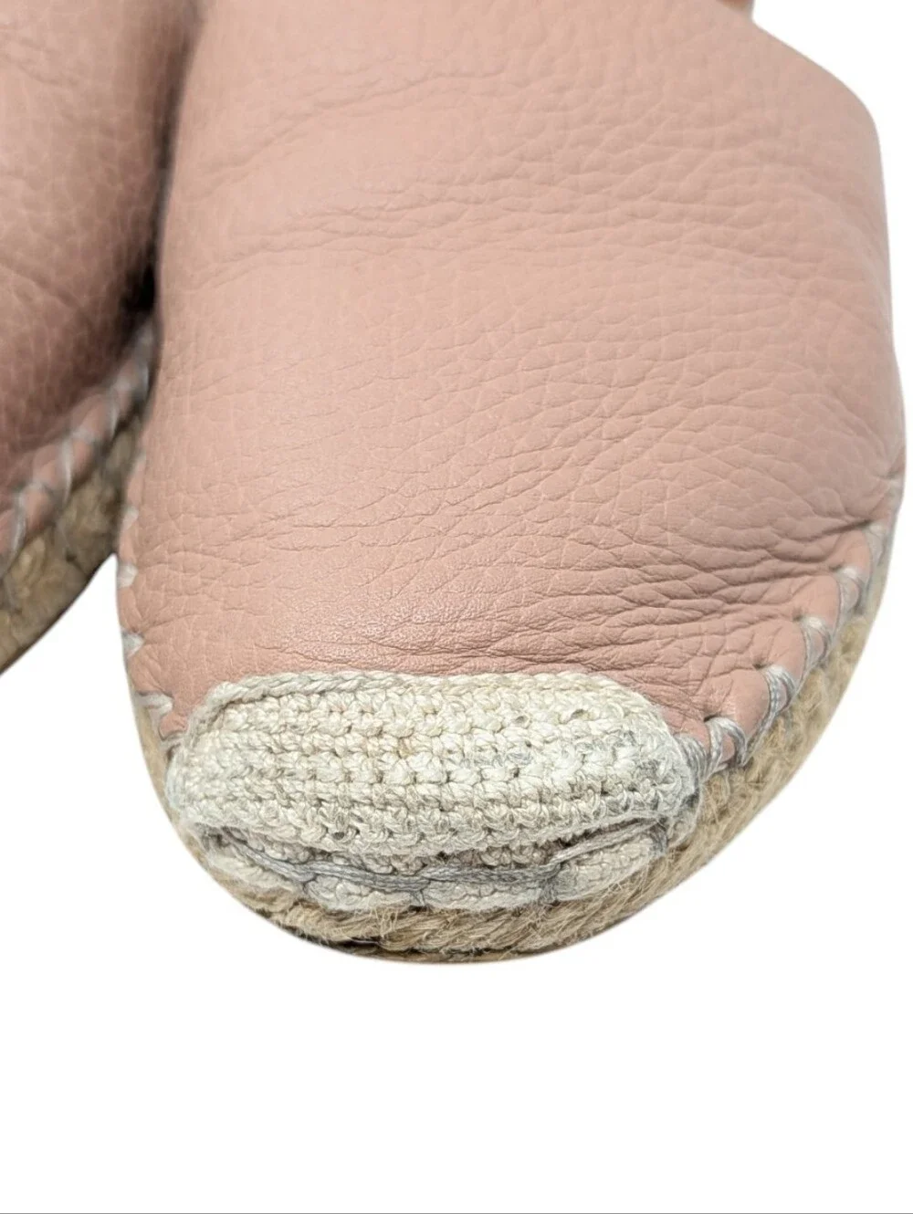 Valentino Garavani Blush Nude Beige Leather Rockstud Espadrille Flats Size EU 38